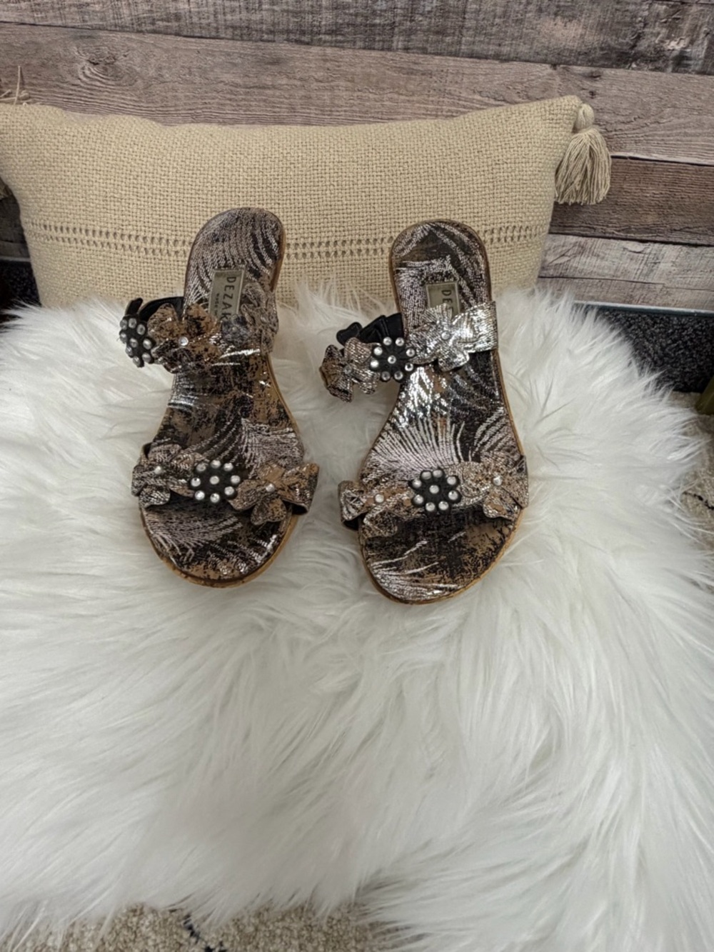 Dezario Metallaic Embellished Wedge Slide 38